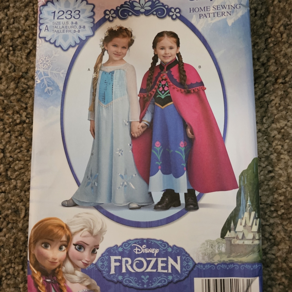 Simplicity 1233A Disney Frozen Elsa Anna 30pc Home Sewing Pattern Size 3-8
